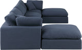 Comfy Navy Linen Textured Fabric Modular Sectional 187Navy-Sec6B Meridian Furniture