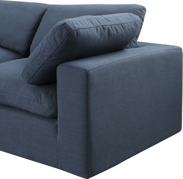 Comfy Navy Linen Textured Fabric Modular Sectional 187Navy-Sec6B Meridian Furniture