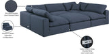 Comfy Navy Linen Textured Fabric Modular Sectional 187Navy-Sec6C Meridian Furniture