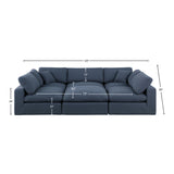 Comfy Navy Linen Textured Fabric Modular Sectional 187Navy-Sec6C Meridian Furniture