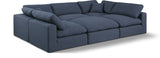 Comfy Navy Linen Textured Fabric Modular Sectional 187Navy-Sec6C Meridian Furniture