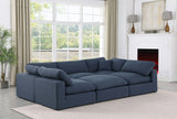 Comfy Navy Linen Textured Fabric Modular Sectional 187Navy-Sec6C Meridian Furniture