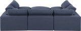 Comfy Navy Linen Textured Fabric Modular Sectional 187Navy-Sec6C Meridian Furniture