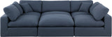 Comfy Navy Linen Textured Fabric Modular Sectional 187Navy-Sec6C Meridian Furniture