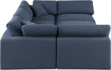 Comfy Navy Linen Textured Fabric Modular Sectional 187Navy-Sec6C Meridian Furniture