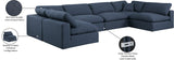 Comfy Navy Linen Textured Fabric Modular Sectional 187Navy-Sec6D Meridian Furniture