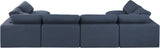 Comfy Navy Linen Textured Fabric Modular Sectional 187Navy-Sec6D Meridian Furniture