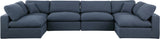 Comfy Navy Linen Textured Fabric Modular Sectional 187Navy-Sec6D Meridian Furniture