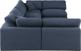 Comfy Navy Linen Textured Fabric Modular Sectional 187Navy-Sec6D Meridian Furniture