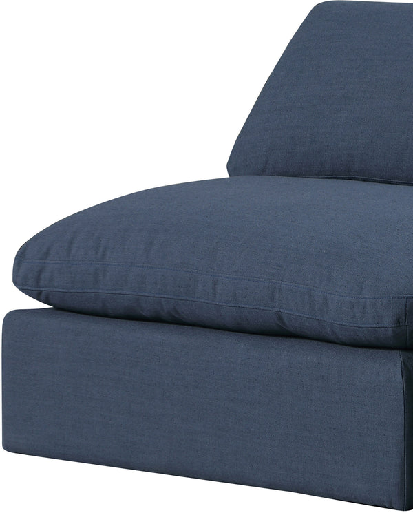 Comfy Navy Linen Textured Fabric Modular Sectional 187Navy-Sec6D Meridian Furniture