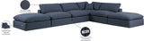 Comfy Navy Linen Textured Fabric Modular Sectional 187Navy-Sec6E Meridian Furniture