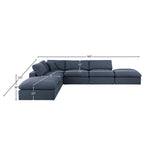 Comfy Navy Linen Textured Fabric Modular Sectional 187Navy-Sec6E Meridian Furniture