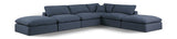 Comfy Navy Linen Textured Fabric Modular Sectional 187Navy-Sec6E Meridian Furniture