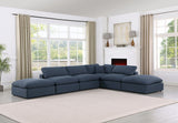 Comfy Navy Linen Textured Fabric Modular Sectional 187Navy-Sec6E Meridian Furniture