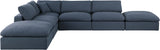 Comfy Navy Linen Textured Fabric Modular Sectional 187Navy-Sec6E Meridian Furniture