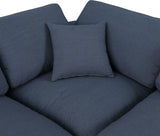 Comfy Navy Linen Textured Fabric Modular Sectional 187Navy-Sec6E Meridian Furniture