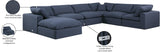 Comfy Navy Linen Textured Fabric Modular Sectional 187Navy-Sec7A Meridian Furniture