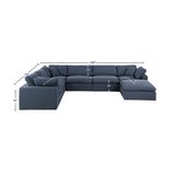 Comfy Navy Linen Textured Fabric Modular Sectional 187Navy-Sec7A Meridian Furniture