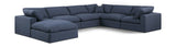 Comfy Navy Linen Textured Fabric Modular Sectional 187Navy-Sec7A Meridian Furniture