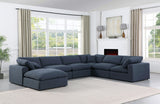 Comfy Navy Linen Textured Fabric Modular Sectional 187Navy-Sec7A Meridian Furniture