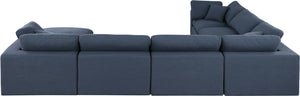 Comfy Navy Linen Textured Fabric Modular Sectional 187Navy-Sec7A Meridian Furniture