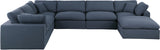 Comfy Navy Linen Textured Fabric Modular Sectional 187Navy-Sec7A Meridian Furniture