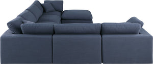 Comfy Navy Linen Textured Fabric Modular Sectional 187Navy-Sec7A Meridian Furniture