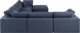 Comfy Navy Linen Textured Fabric Modular Sectional 187Navy-Sec7A Meridian Furniture