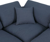 Comfy Navy Linen Textured Fabric Modular Sectional 187Navy-Sec7A Meridian Furniture