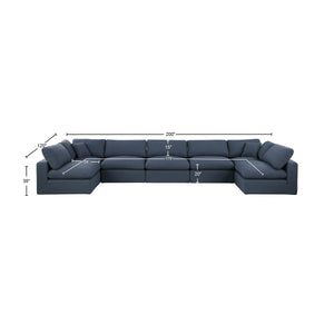 Comfy Navy Linen Textured Fabric Modular Sectional 187Navy-Sec7B Meridian Furniture