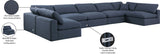 Comfy Navy Linen Textured Fabric Modular Sectional 187Navy-Sec7B Meridian Furniture