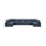 Comfy Navy Linen Textured Fabric Modular Sectional 187Navy-Sec7B Meridian Furniture