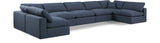 Comfy Navy Linen Textured Fabric Modular Sectional 187Navy-Sec7B Meridian Furniture