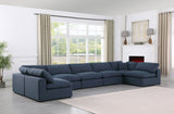 Comfy Navy Linen Textured Fabric Modular Sectional 187Navy-Sec7B Meridian Furniture