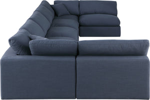 Comfy Navy Linen Textured Fabric Modular Sectional 187Navy-Sec7B Meridian Furniture