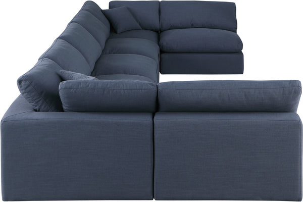 Comfy Navy Linen Textured Fabric Modular Sectional 187Navy-Sec7B Meridian Furniture