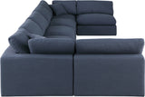 Comfy Navy Linen Textured Fabric Modular Sectional 187Navy-Sec7B Meridian Furniture