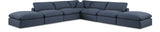 Comfy Navy Linen Textured Fabric Modular Sectional 187Navy-Sec7C Meridian Furniture