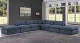 Comfy Navy Linen Textured Fabric Modular Sectional 187Navy-Sec7C Meridian Furniture