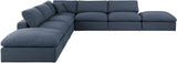 Comfy Navy Linen Textured Fabric Modular Sectional 187Navy-Sec7C Meridian Furniture