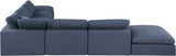 Comfy Navy Linen Textured Fabric Modular Sectional 187Navy-Sec7C Meridian Furniture