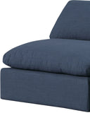 Comfy Navy Linen Textured Fabric Modular Sectional 187Navy-Sec7C Meridian Furniture
