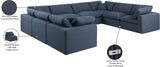 Comfy Navy Linen Textured Fabric Modular Sectional 187Navy-Sec8A Meridian Furniture