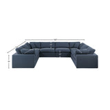 Comfy Navy Linen Textured Fabric Modular Sectional 187Navy-Sec8A Meridian Furniture