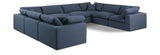 Comfy Navy Linen Textured Fabric Modular Sectional 187Navy-Sec8A Meridian Furniture