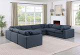 Comfy Navy Linen Textured Fabric Modular Sectional 187Navy-Sec8A Meridian Furniture