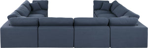 Comfy Navy Linen Textured Fabric Modular Sectional 187Navy-Sec8A Meridian Furniture