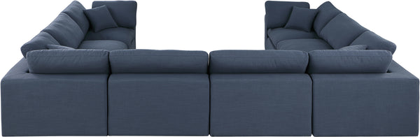 Comfy Navy Linen Textured Fabric Modular Sectional 187Navy-Sec8A Meridian Furniture