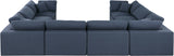 Comfy Navy Linen Textured Fabric Modular Sectional 187Navy-Sec8A Meridian Furniture