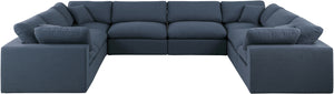 Comfy Navy Linen Textured Fabric Modular Sectional 187Navy-Sec8A Meridian Furniture